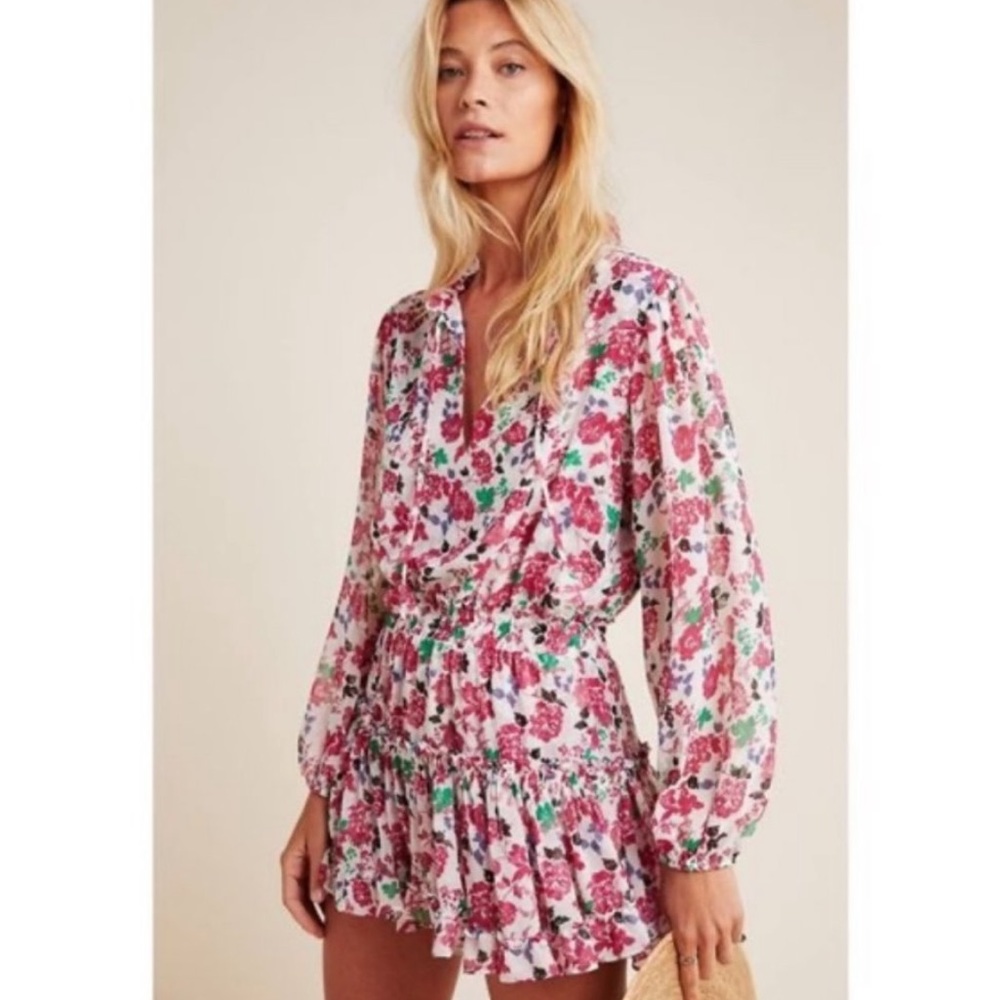 NWT Misa Los Angeles Delilah Floral Mini Dress in Neutral Motif - Picture 2 of 7